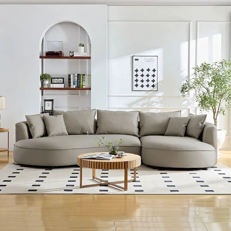 L-Shaped Leather Sectional Sofa with Chaise  Large Luxe Couch for Living Room
