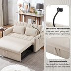 55.9 Convertible Sofa Bed Loveseat Sofa With Three Usb Ports