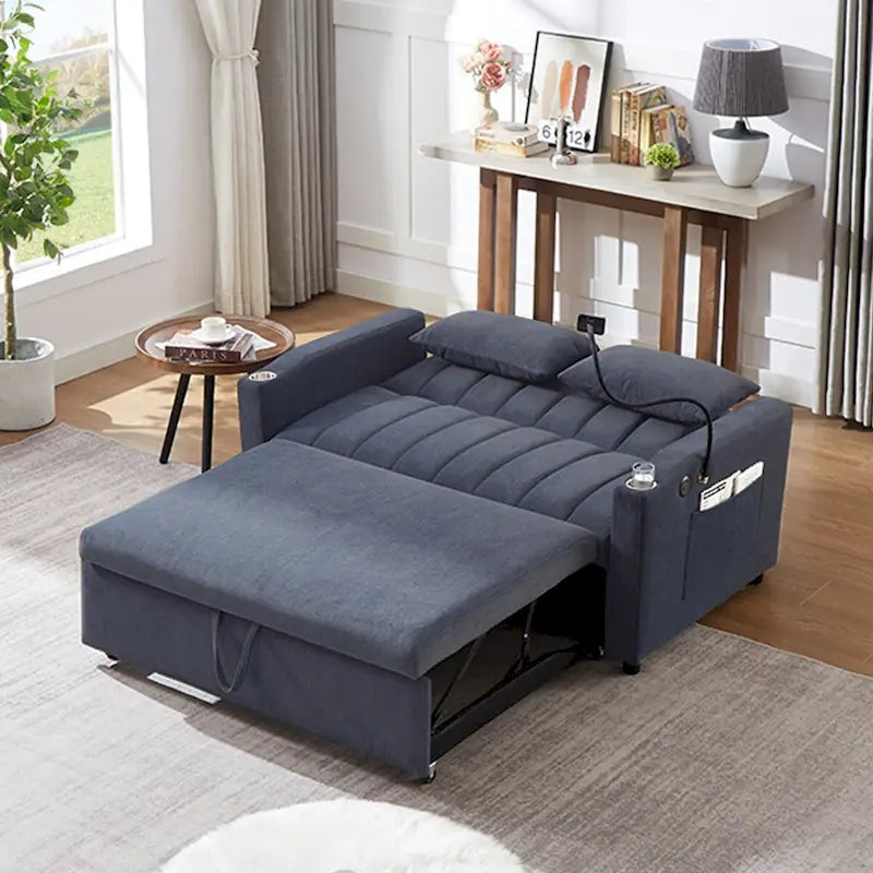 55.9 Convertible Sofa Bed Loveseat Sofa With Three Usb Ports