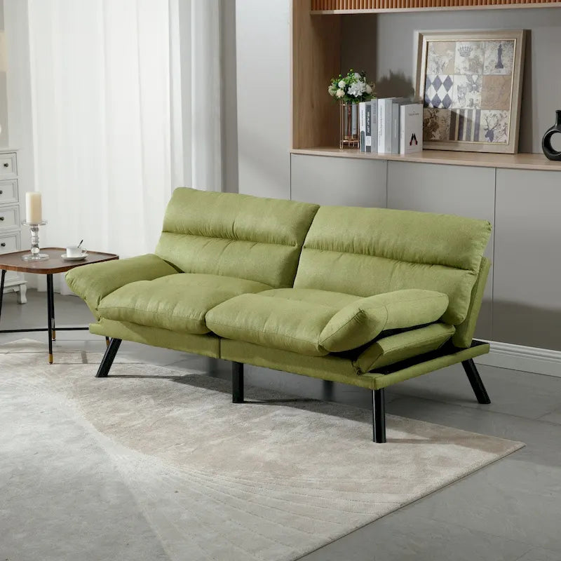 COOLMORE Linen/Microsuede/Teddy Loveseats Convertible Sleeper Sofa with metal feet