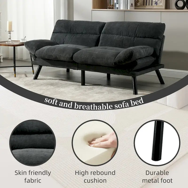 COOLMORE Linen/Microsuede/Teddy Loveseats Convertible Sleeper Sofa with metal feet