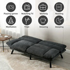 COOLMORE Linen/Microsuede/Teddy Loveseats Convertible Sleeper Sofa with metal feet