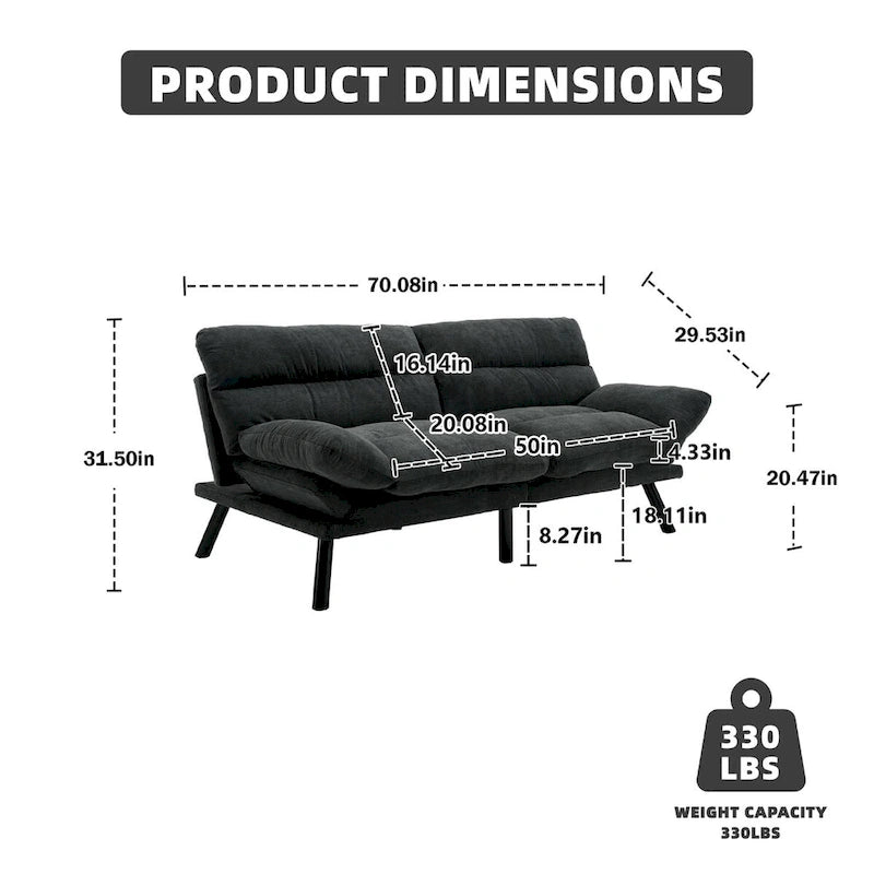 COOLMORE Linen/Microsuede/Teddy Loveseats Convertible Sleeper Sofa with metal feet
