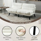 COOLMORE Linen/Microsuede/Teddy Loveseats Convertible Sleeper Sofa with metal feet