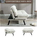 COOLMORE Linen/Microsuede/Teddy Loveseats Convertible Sleeper Sofa with metal feet