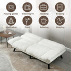 COOLMORE Linen/Microsuede/Teddy Loveseats Convertible Sleeper Sofa with metal feet