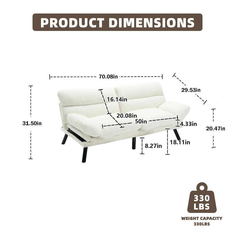 COOLMORE Linen/Microsuede/Teddy Loveseats Convertible Sleeper Sofa with metal feet