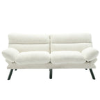 COOLMORE Linen/Microsuede/Teddy Loveseats Convertible Sleeper Sofa with metal feet