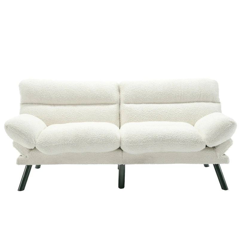 COOLMORE Linen/Microsuede/Teddy Loveseats Convertible Sleeper Sofa with metal feet