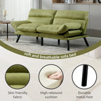 COOLMORE Linen/Microsuede/Teddy Loveseats Convertible Sleeper Sofa with metal feet