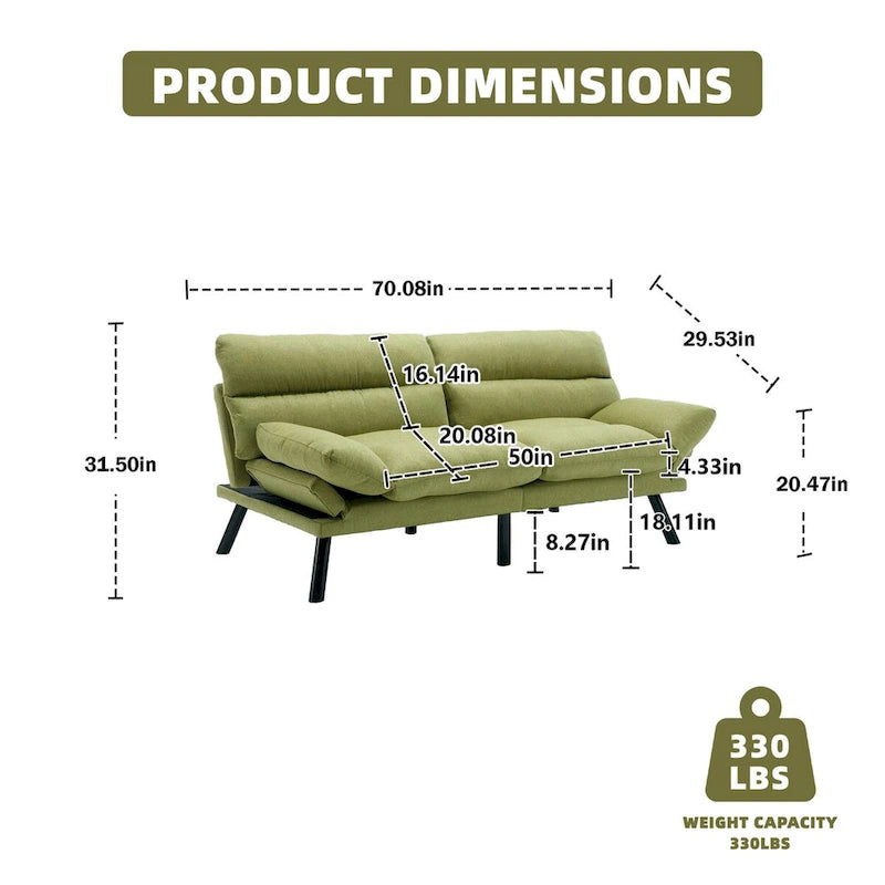 COOLMORE Linen/Microsuede/Teddy Loveseats Convertible Sleeper Sofa with metal feet