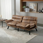 COOLMORE Linen/Microsuede/Teddy Loveseats Convertible Sleeper Sofa with metal feet