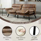 COOLMORE Linen/Microsuede/Teddy Loveseats Convertible Sleeper Sofa with metal feet