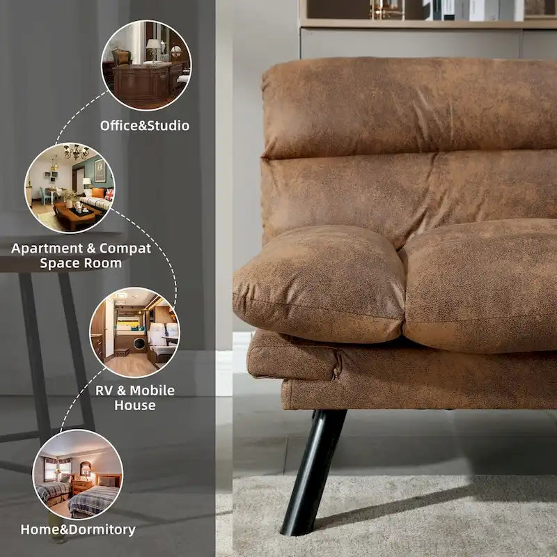 COOLMORE Linen/Microsuede/Teddy Loveseats Convertible Sleeper Sofa with metal feet