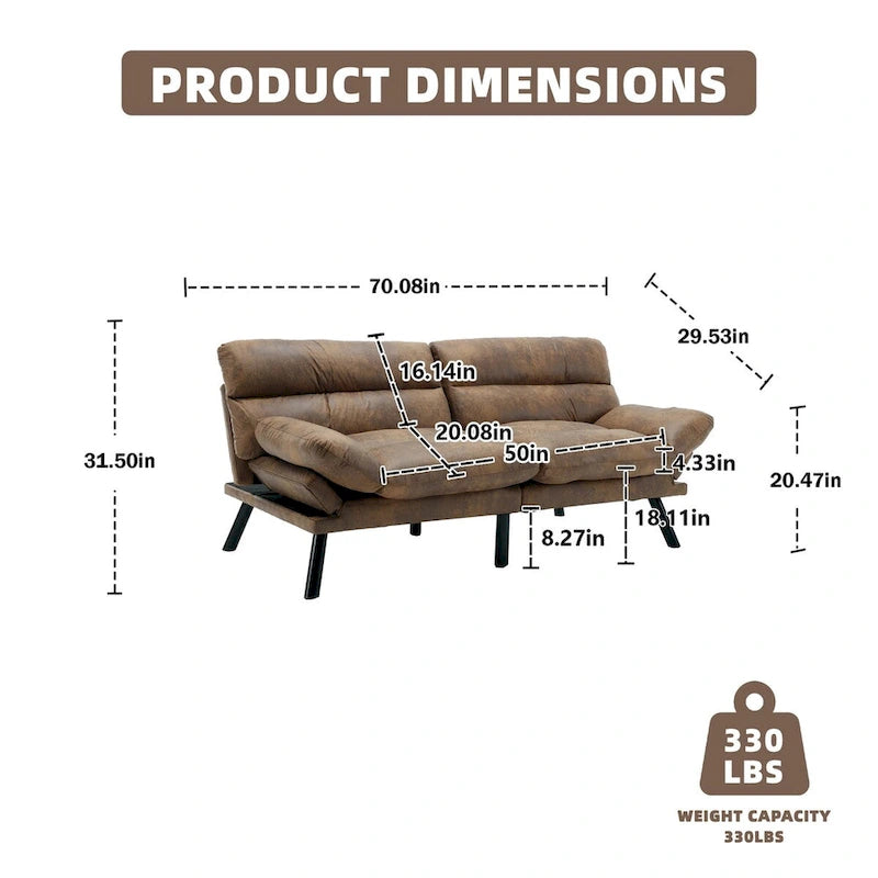 COOLMORE Linen/Microsuede/Teddy Loveseats Convertible Sleeper Sofa with metal feet