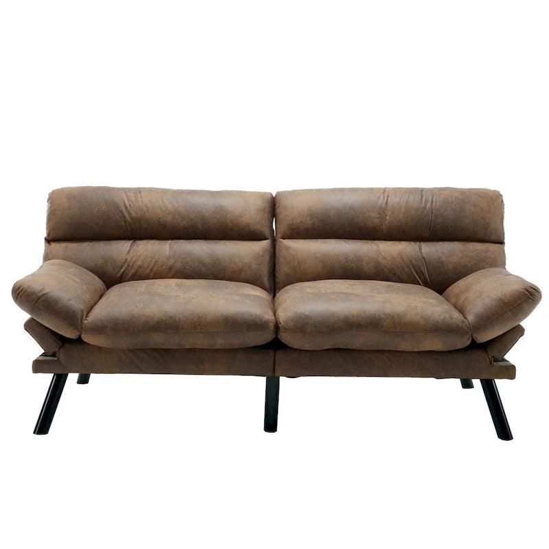 COOLMORE Linen/Microsuede/Teddy Loveseats Convertible Sleeper Sofa with metal feet