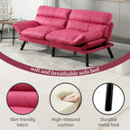 COOLMORE Linen/Microsuede/Teddy Loveseats Convertible Sleeper Sofa with metal feet