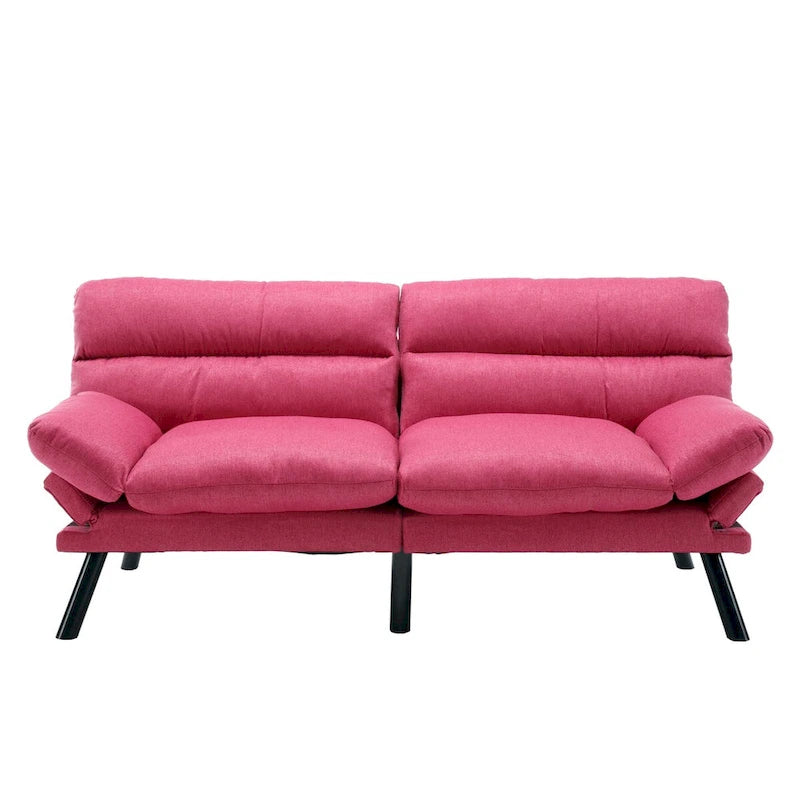 COOLMORE Linen/Microsuede/Teddy Loveseats Convertible Sleeper Sofa with metal feet