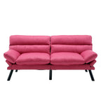 COOLMORE Linen/Microsuede/Teddy Loveseats Convertible Sleeper Sofa with metal feet