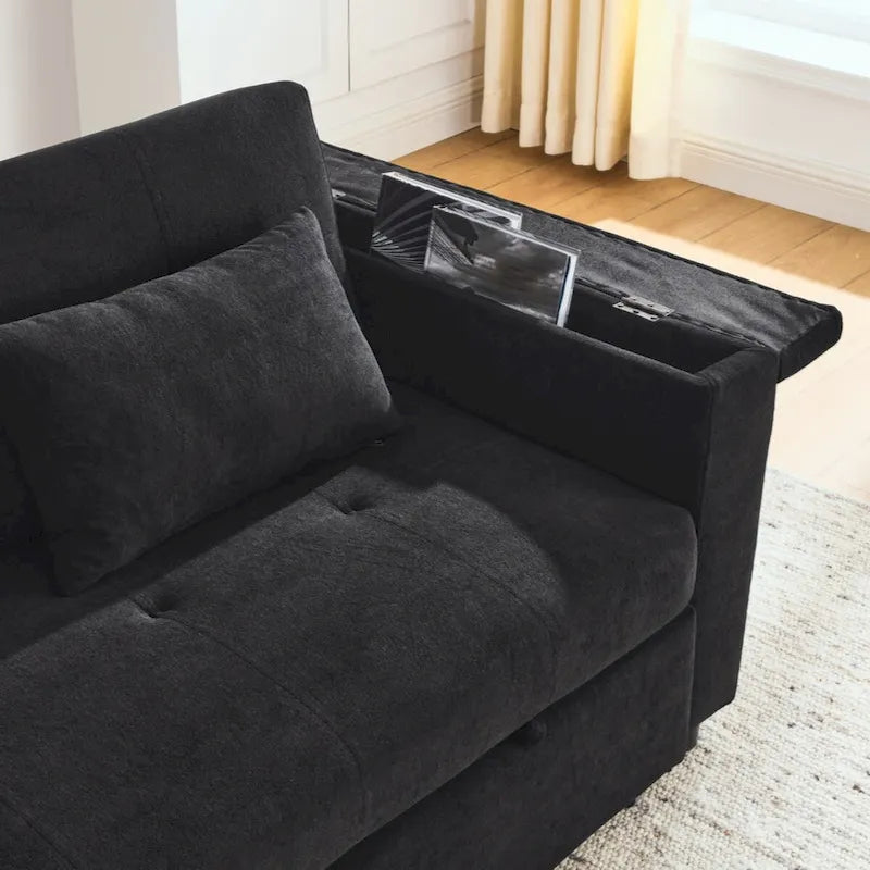 54 Pull-Out Sleeper Sofa Bed Double Seat Recliner Sofa Bed with Armrests with Storage and Side Pockets,with USB Power Outlet