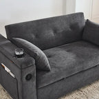 54 Pull-Out Sleeper Sofa Bed Double Seat Recliner Sofa Bed with Armrests with Storage and Side Pockets,with USB Power Outlet