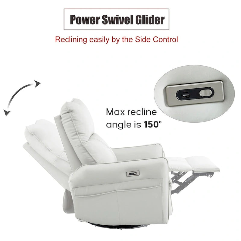MERAX 270 Power Swivel Rocker Recliner Chair with USB Ports
