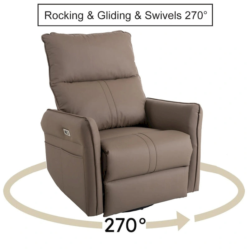 MERAX 270 Power Swivel Rocker Recliner Chair with USB Ports