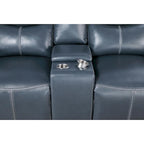 Stanwicke Blue Motion Reclining Loveseat with Console