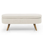 Ottoman Oval Storage Bench with Rubber Wood Legs - 43.5L x 16W x 16H