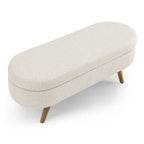 Ottoman Oval Storage Bench with Rubber Wood Legs - 43.5L x 16W x 16H