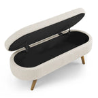 Ottoman Oval Storage Bench with Rubber Wood Legs - 43.5L x 16W x 16H