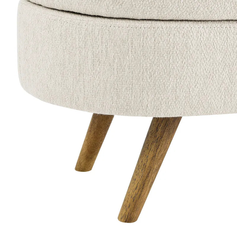 Ottoman Oval Storage Bench with Rubber Wood Legs - 43.5L x 16W x 16H