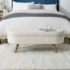 Ottoman Oval Storage Bench with Rubber Wood Legs - 43.5L x 16W x 16H