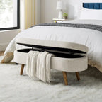 Ottoman Oval Storage Bench with Rubber Wood Legs - 43.5L x 16W x 16H