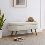 Ottoman Oval Storage Bench with Rubber Wood Legs - 43.5L x 16W x 16H