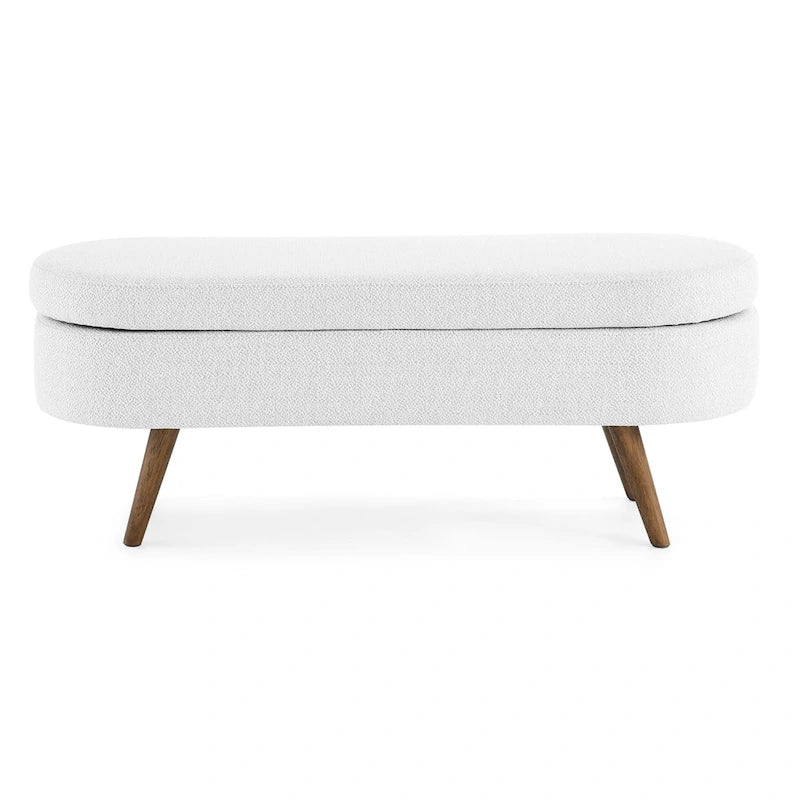 Ottoman Oval Storage Bench with Rubber Wood Legs - 43.5L x 16W x 16H