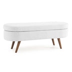 Ottoman Oval Storage Bench with Rubber Wood Legs - 43.5L x 16W x 16H