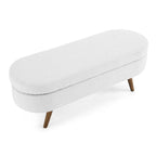 Ottoman Oval Storage Bench with Rubber Wood Legs - 43.5L x 16W x 16H
