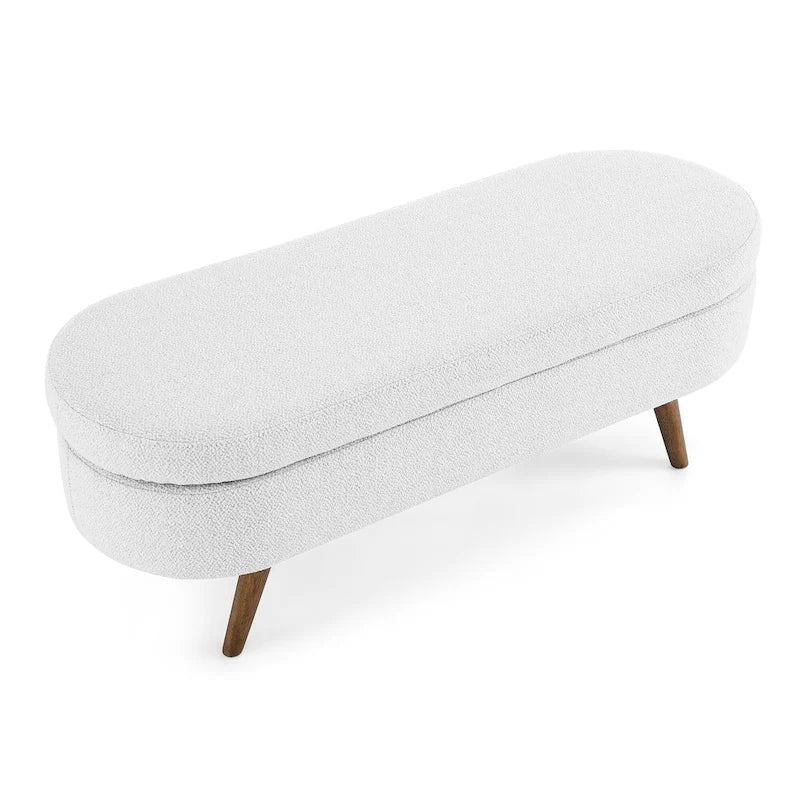 Ottoman Oval Storage Bench with Rubber Wood Legs - 43.5L x 16W x 16H
