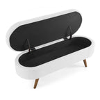 Ottoman Oval Storage Bench with Rubber Wood Legs - 43.5L x 16W x 16H