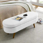 Ottoman Oval Storage Bench with Rubber Wood Legs - 43.5L x 16W x 16H