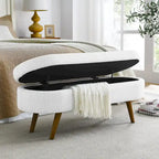 Ottoman Oval Storage Bench with Rubber Wood Legs - 43.5L x 16W x 16H