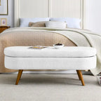 Ottoman Oval Storage Bench with Rubber Wood Legs - 43.5L x 16W x 16H