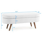 Ottoman Oval Storage Bench with Rubber Wood Legs - 43.5L x 16W x 16H