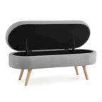 Ottoman Oval Storage Bench with Rubber Wood Legs - 43.5L x 16W x 16H