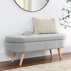 Ottoman Oval Storage Bench with Rubber Wood Legs - 43.5L x 16W x 16H