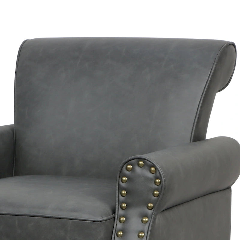 Nailheads Accent Chair Faux Leather Armchair