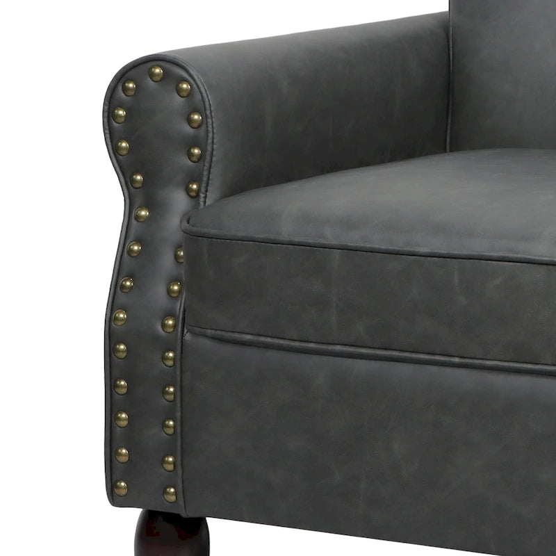 Nailheads Accent Chair Faux Leather Armchair