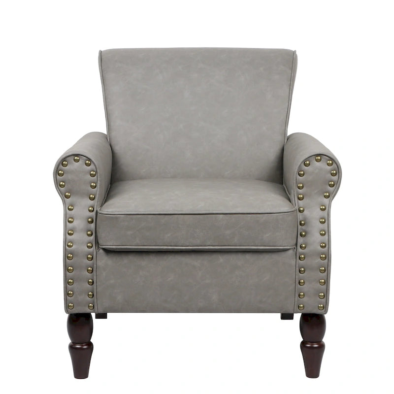Nailheads Accent Chair Faux Leather Armchair