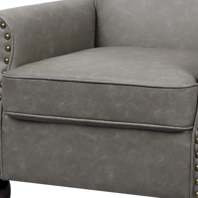 Nailheads Accent Chair Faux Leather Armchair